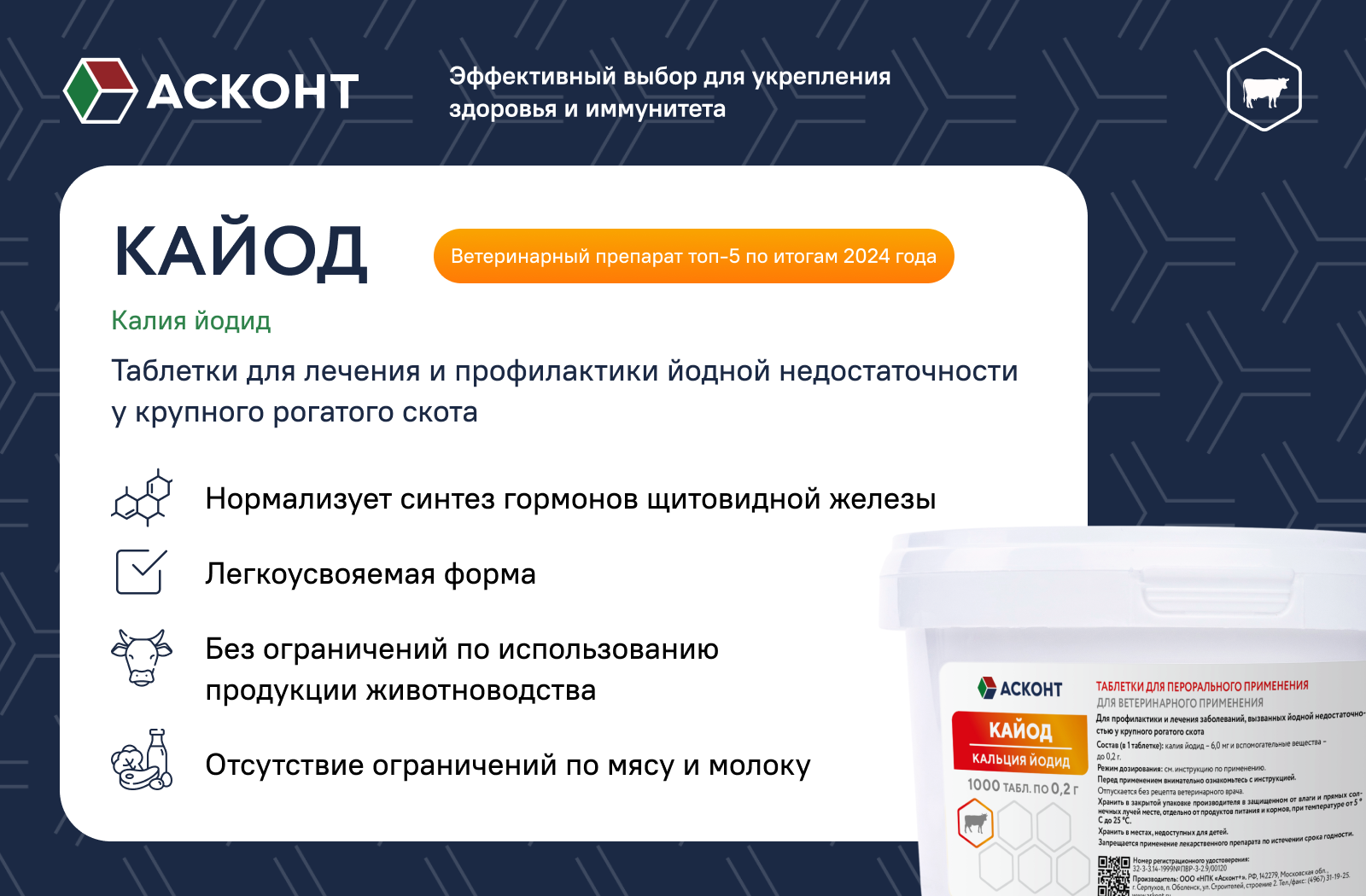 По итогам 2024 года препарат «Кайод» вошёл в ТОП-5 по объёму продаж